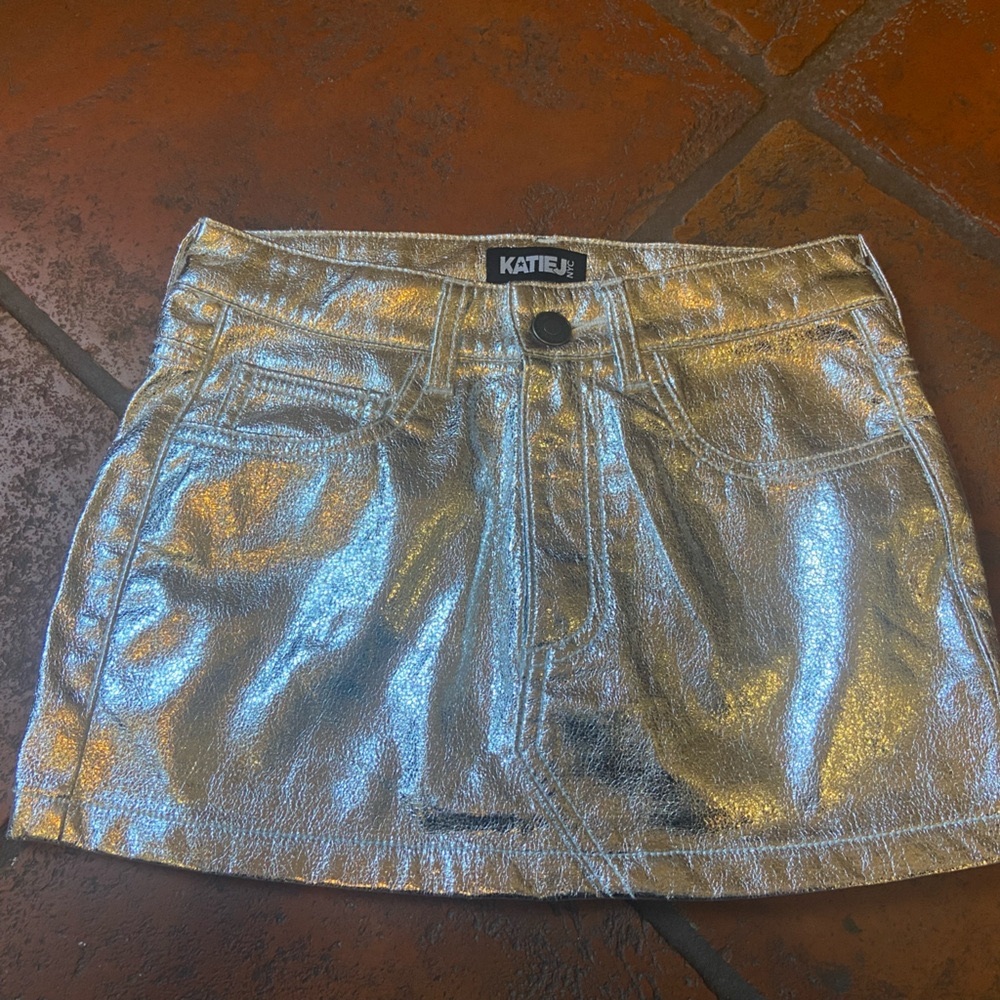Katie J NYC Girls Silver mini skirt